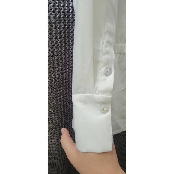 Gretchen Scott Womens Button Up Safari Jacket White Shirt Blouse Pocket Sz Small - Picture 8 of 8